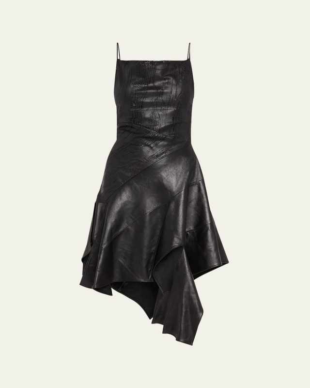 Asymmetric Leather Dress